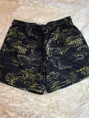 Kinetic kings Men's large Black/Yellow Athletic Shorts 6” inseam no liner
